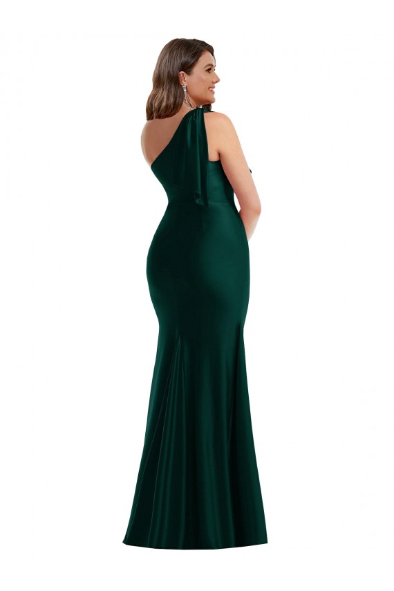 Ever Green Silk like Satin One Shoulder Long Sleeveless Formal Plus Size Evening Gown / Prom Dress / Bridesmaid Dress Toowoomba
