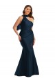 Dark Navy Silk like Satin One Shoulder Long Sleeveless Formal Plus Size Evening Gown / Prom Dress / Bridesmaid Dress Toowoomba