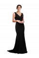Low Back Silk like Satin V-Neck Sweep Train Sleeveless Formal Evening Gown / Prom Dress / Bridesmaid Dress Toowoomba