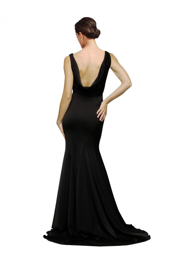 Low Back Silk like Satin V-Neck Sweep Train Sleeveless Formal Evening Gown / Prom Dress / Bridesmaid Dress Toowoomba