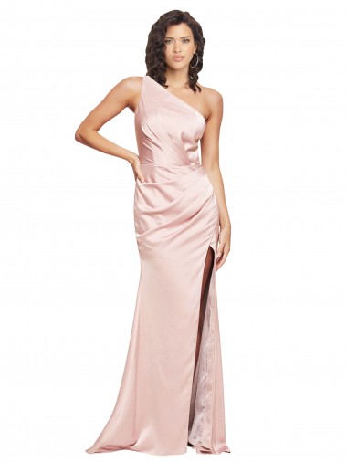 Low Back Silk like Satin One Shoulder Long Sleeveless Formal Evening Gown / Prom Dress / Bridesmaid Dress Toowoomba