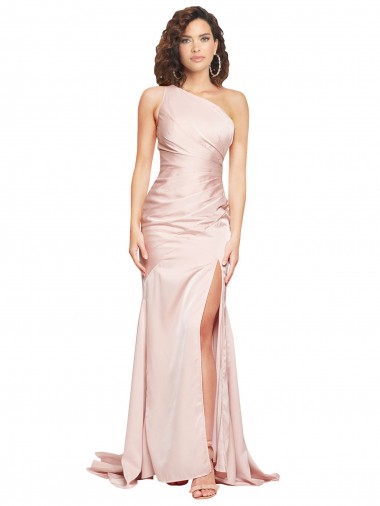 Silk like Satin One Shoulder Long Sleeveless Black Tie Evening Dress / Prom Dress / Bridesmaid Dress Toowoomba
