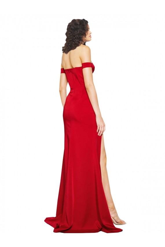 Red Silk like Satin Off the Shoulder Long Sleeveless Formal Evening Gown / Prom Dress / Bridesmaid Dress Toowoomba