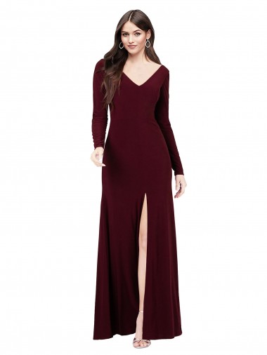 V-Back Spandex V-Neck Long Long Sleeves Prom Dress / Bridesmaid Dress Toowoomba