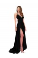 Open Back Spandex V-Neck Long Sleeveless Black Tie Evening Gown / Prom Dress / Bridesmaid Dress Toowoomba