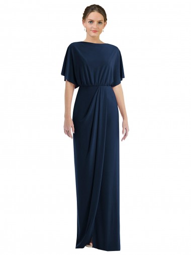 Open Back Spandex Bateau Neck Short Sleeves Long Semi Formal Evening Dress / Prom Dress / Bridesmaid Dress Toowoomba