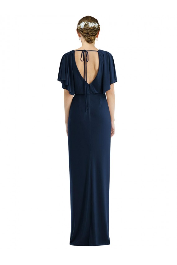 Open Back Spandex Bateau Neck Short Sleeves Long Semi Formal Evening Dress / Prom Dress / Bridesmaid Dress Toowoomba