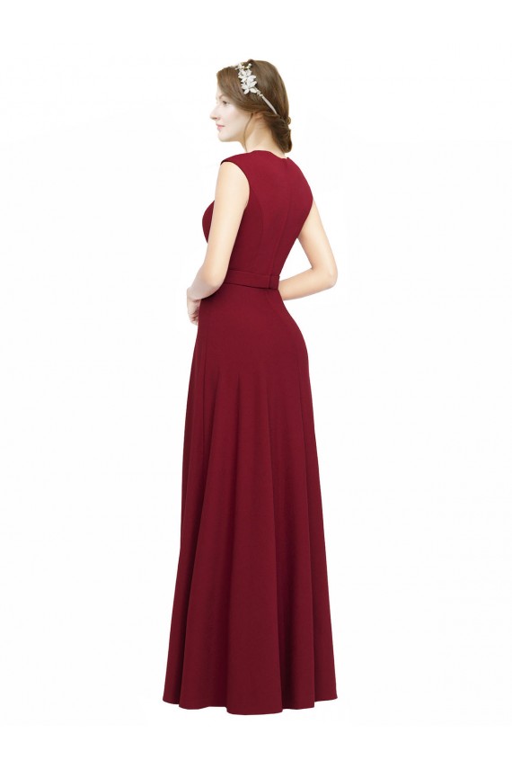 Burgundy Stretch Crepe Square Neck Long Sleeveless Prom Dress / Bridesmaid Dress Toowoomba