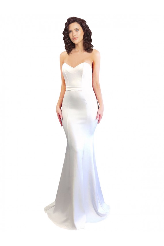 Low Back White Stretch Crepe Sweetheart Long Sleeveless Formal Evening Gown / Prom Dress / Bridesmaid Dress Toowoomba