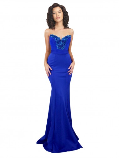 Low Back Royal Blue Stretch Crepe Sweetheart Long Sleeveless Formal Evening Gown / Prom Dress / Bridesmaid Dress Toowoomba