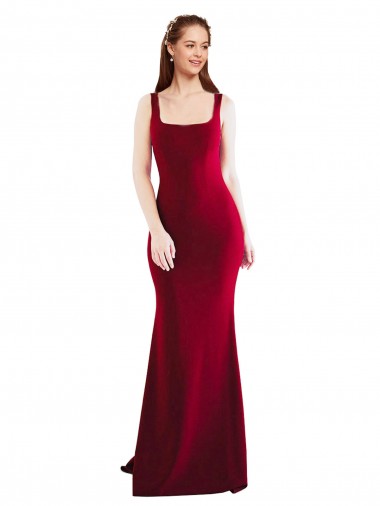 Burgundy Stretch Crepe Square Neck Long Sleeveless Formal Evening Gown / Prom Dress / Bridesmaid Dress Toowoomba