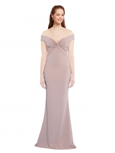 Keyhole Back Stretch Crepe Off the Shoulder Long Sleeveless Formal Evening Gown / Prom Dress / Bridesmaid Dress Toowoomba