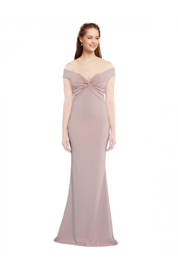 Keyhole Back Stretch Crepe Off the Shoulder Long Sleeveless Formal Evening Gown / Prom Dress / Bridesmaid Dress Toowoomba