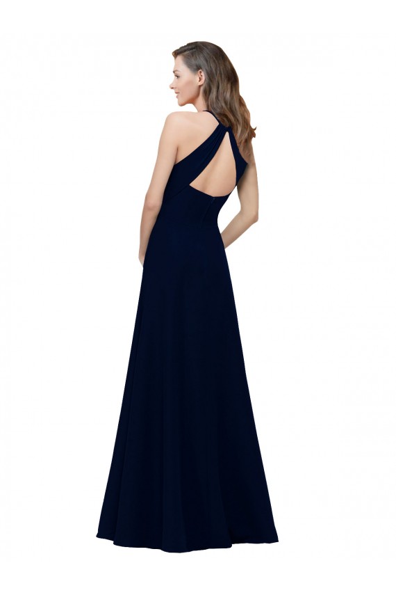Keyhole Back Stretch Crepe Jewel Neck Long Sleeveless Prom Dress / Bridesmaid Dress Toowoomba