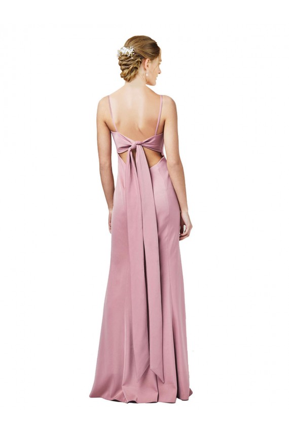 Low Back Black Stretch Crepe Spaghetti Straps Long Sleeveless Formal Evening Gown / Prom Dress / Bridesmaid Dress Toowoomba