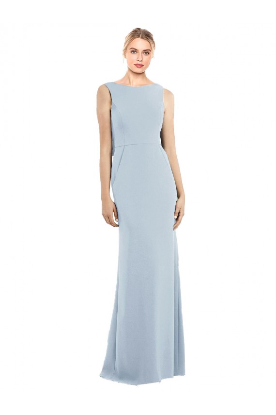 Backless Stretch Crepe Bateau Neck Long Sleeveless Semi Formal Evening Dress / Prom Dress / Bridesmaid Dress Toowoomba