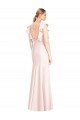 Open Back Pink Stretch Crepe Bateau Neck Long Cap Sleeves Formal Dress / Bridesmaid Dress Toowoomba