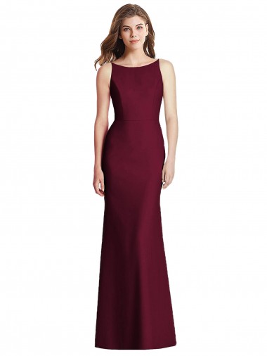 Open Back Stretch Crepe Bateau Neck Long Sleeveless Semi Formal Evening Dress / Bridesmaid Dress Toowoomba