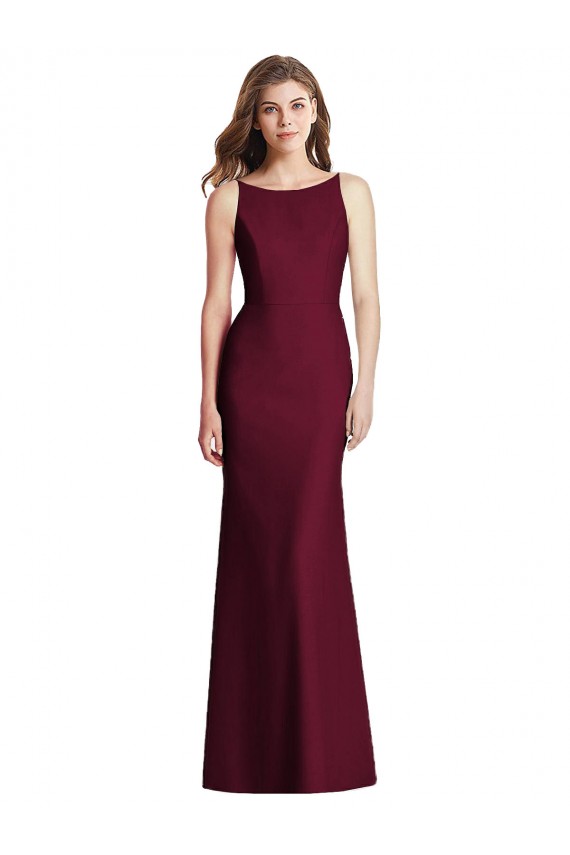 Open Back Stretch Crepe Bateau Neck Long Sleeveless Semi Formal Evening Dress / Bridesmaid Dress Toowoomba