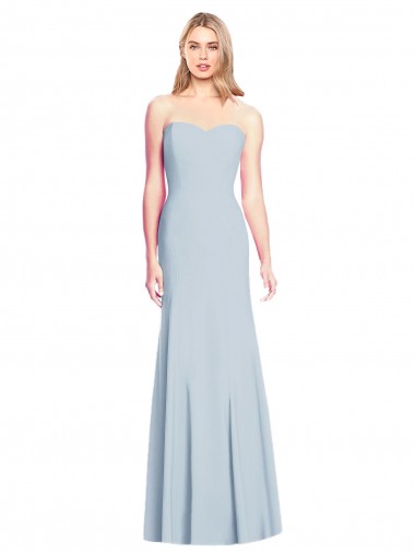 Low Back Light Sky Blue Stretch Crepe Sweetheart Long Sleeveless Formal Dress / Bridesmaid Dress Toowoomba