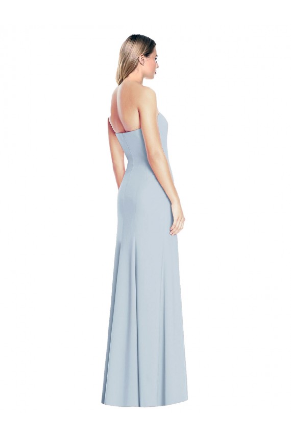 Low Back Light Sky Blue Stretch Crepe Sweetheart Long Sleeveless Formal Dress / Bridesmaid Dress Toowoomba
