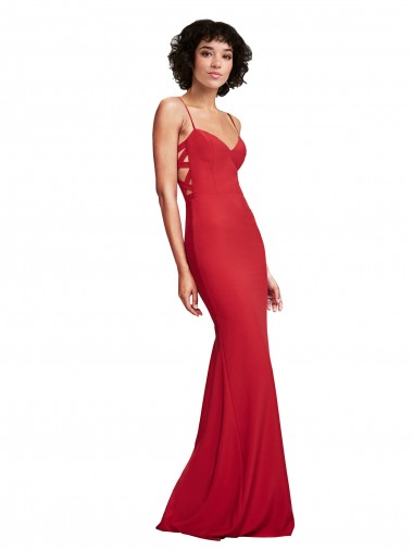 Stretch Crepe Spaghetti Straps Long Sleeveless Bridesmaid Dress / Evening Dress Toowoomba