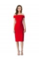 Red Stretch Crepe Off the Shoulder Cocktail Length Sleeveless Formal Evening Gown / Prom Dress / Bridesmaid Dress Toowoomba