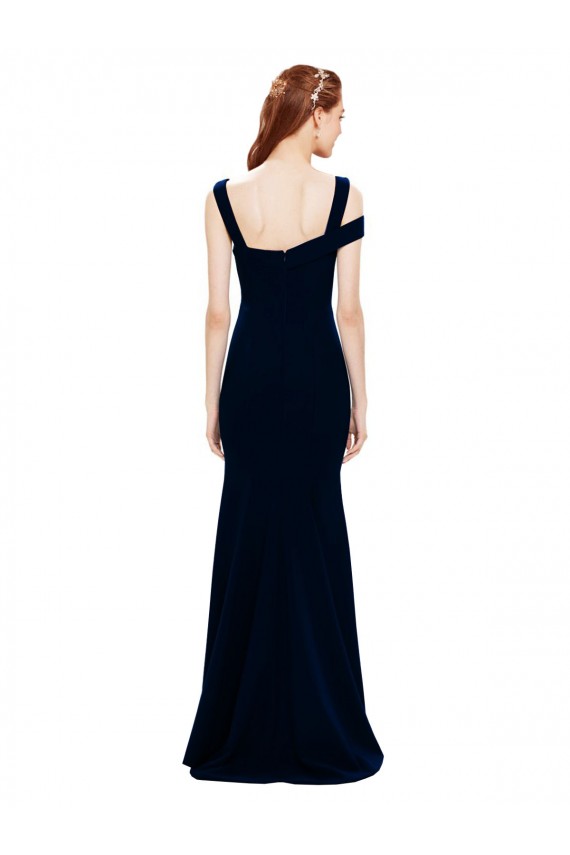 Dark Navy Stretch Crepe Off the Shoulder Long Sleeveless Formal Evening Gown / Prom Dress / Bridesmaid Dress Toowoomba