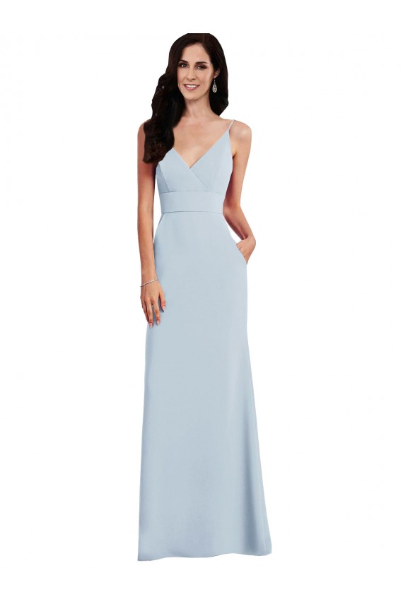 V-Back Stretch Crepe Spaghetti Straps Long Sleeveless Formal Dress / Bridesmaid Dress Toowoomba