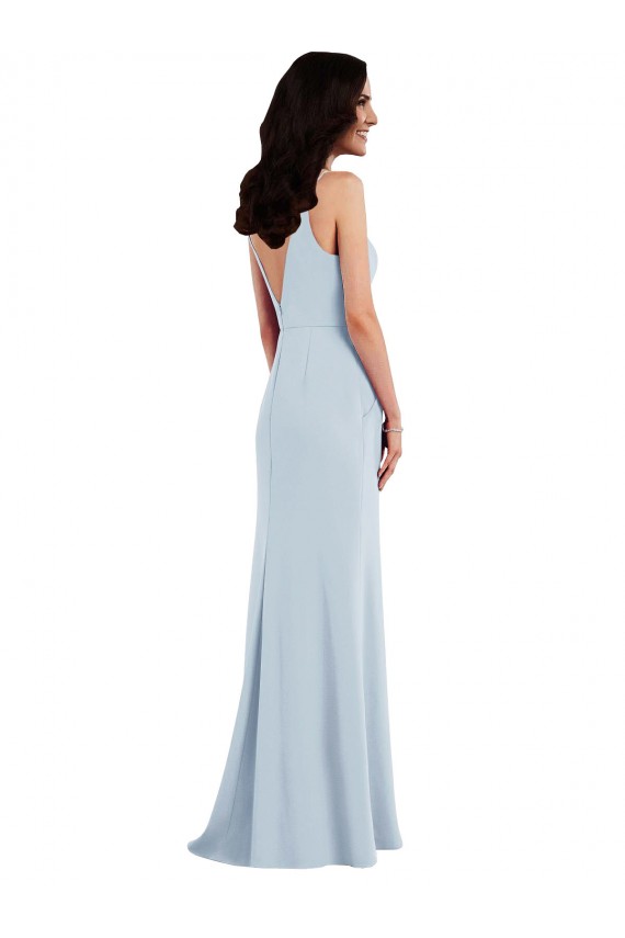 V-Back Stretch Crepe Spaghetti Straps Long Sleeveless Formal Dress / Bridesmaid Dress Toowoomba