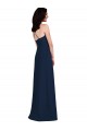 Open Back Dark Navy Stretch Crepe Halter Neck Long Sleeveless Semi Formal Evening Dress / Bridesmaid Dress Toowoomba