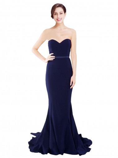 Low Back Stretch Crepe Sweetheart Sweep Train Sleeveless Semi Formal Evening Dress / Prom Dress / Bridesmaid Dress Toowoomba