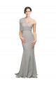 Low Back Stretch Crepe & Tulle One Shoulder Sweep Train Sleeveless Formal Evening Gown / Prom Dress / Bridesmaid Dress Toowoomba