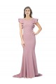 V-Back Stretch Crepe Round Neck Sweep Train Flutter Sleeves Formal Evening Gown / Prom Dress / Bridesmaid Dress Toowoomba