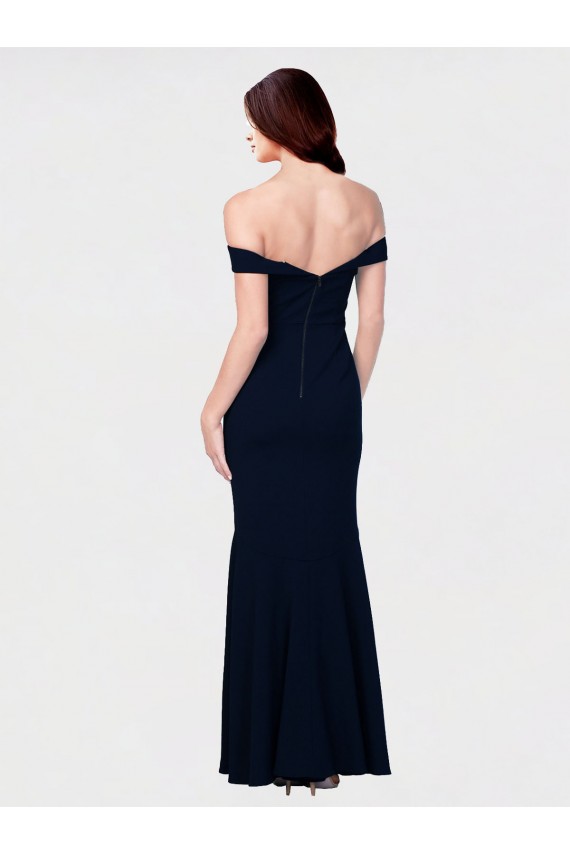 Low Back Stretch Crepe Off the Shoulder Long Sleeveless Formal Dress / Bridesmaid Dress Toowoomba