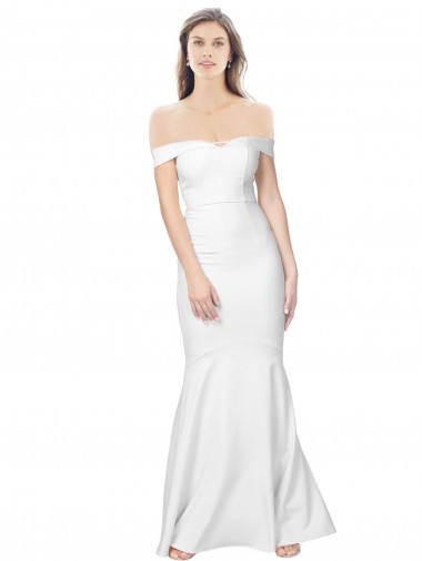 Low Back Stretch Crepe Off the Shoulder Long Sleeveless Formal Dress / Bridesmaid Dress Toowoomba