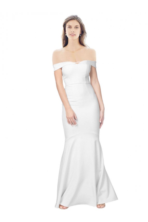 Low Back Stretch Crepe Off the Shoulder Long Sleeveless Formal Dress / Bridesmaid Dress Toowoomba