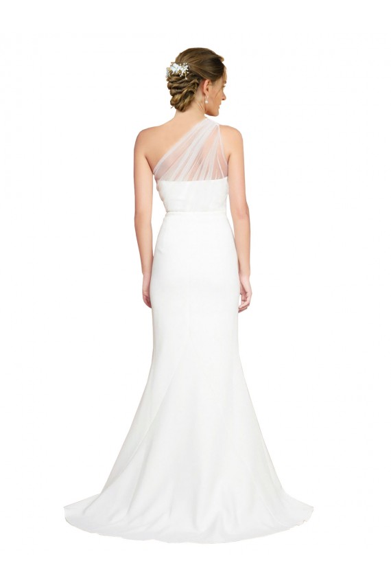 Stretch Crepe & Tulle One Shoulder Sweep Train Sleeveless Formal Evening Gown / Bridesmaid Dress Toowoomba