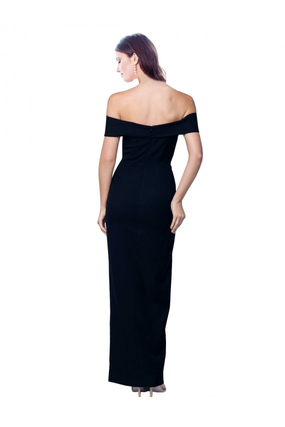 Black Stretch Crepe Off the Shoulder Long Sleeveless Formal Dress / Bridesmaid Dress Toowoomba