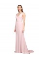 V-Back Stretch Crepe V-Neck Sweep Train Sleeveless Black Tie Evening Dress / Prom Dress / Bridesmaid Dress Toowoomba