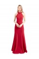 Open Back Red Stretch Crepe Halter Neck Long Sleeveless Formal Evening Gown / Prom Dress / Bridesmaid Dress Toowoomba