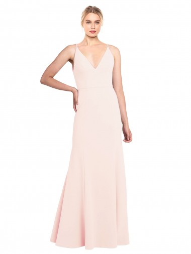 V-Back A-Line Stretch Crepe V-Neck Long Sleeveless Formal Evening Gown / Prom Dress / Bridesmaid Dress Toowoomba