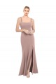 Dusty Pink Stretch Crepe Square Neck Long Sleeveless Prom Dress / Bridesmaid Dress Toowoomba