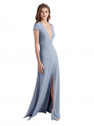 Stretch Crepe V-Neck Long Cap Sleeves Prom Dress / Bridesmaid Dress Toowoomba