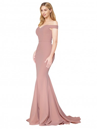 Stretch Crepe Off the Shoulder Sweep Train Sleeveless Formal Evening Gown / Prom Dress / Bridesmaid Dress Toowoomba
