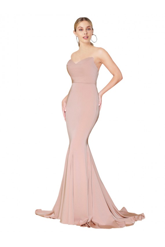 Low Back Mauve Stretch Crepe Sweetheart Long Sleeveless Formal Dress / Bridesmaid Dress Toowoomba
