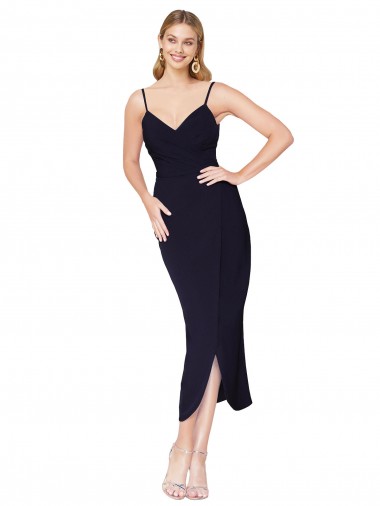 V-Back Stretch Crepe Spaghetti Straps Knee Length Sleeveless Formal Dress / Bridesmaid Dress Toowoomba