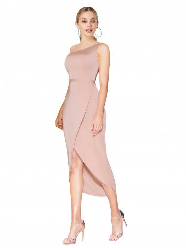 Stretch Crepe One Shoulder Knee Length Sleeveless Formal Dress / Bridesmaid Dress Toowoomba