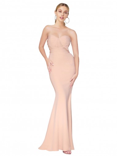 Nude Stretch Crepe Sweetheart Long Sleeveless Formal Dress / Bridesmaid Dress Toowoomba