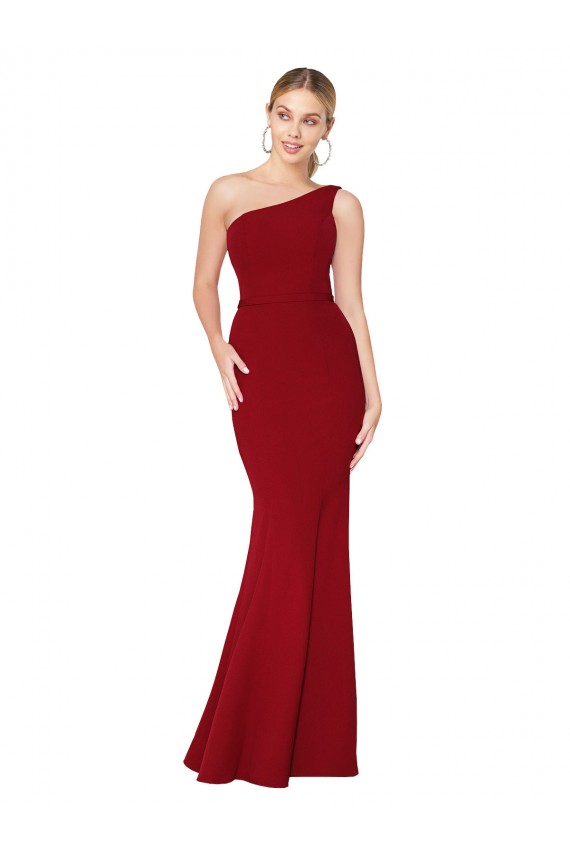 Burgundy Stretch Crepe One Shoulder Long Sleeveless Formal Evening Gown / Prom Dress / Bridesmaid Dress Toowoomba